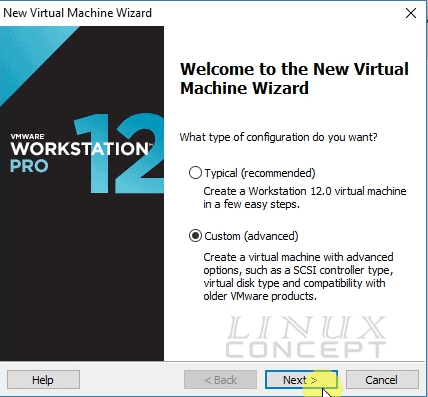 VMware Debian VM creation screen