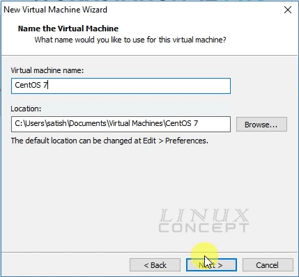 VMware new VM for CentOS name configuration