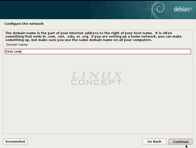 VMware Debian VM domain name configuration