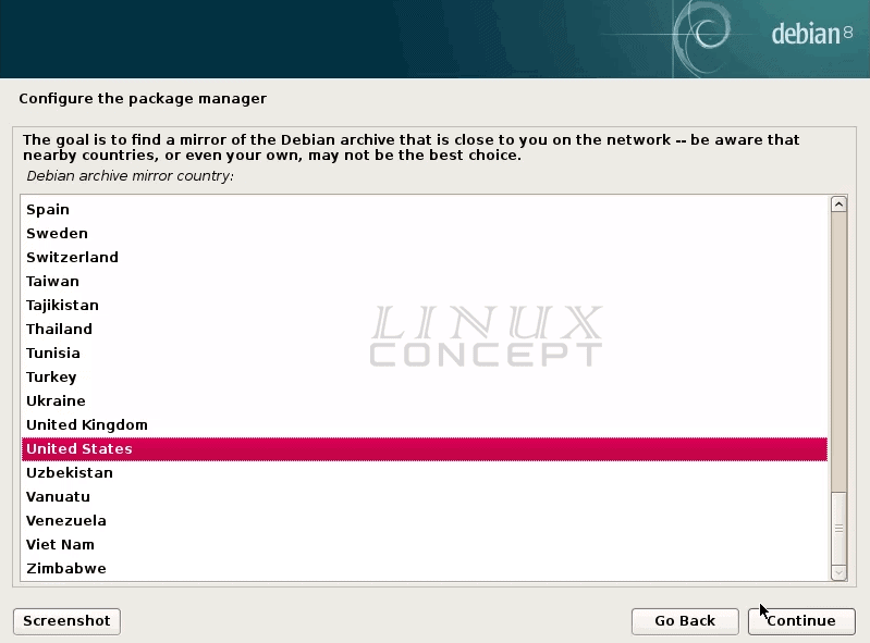 VMware Debian VM package manager location configuration