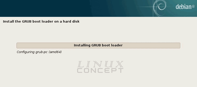 VMware Debian VM GRUB boot loader installation configuration