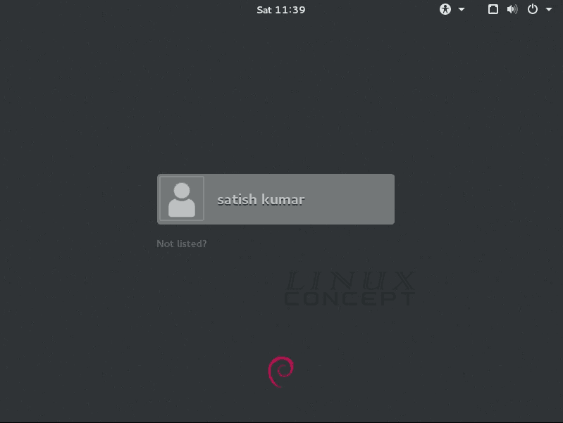 VMware Debian login screen