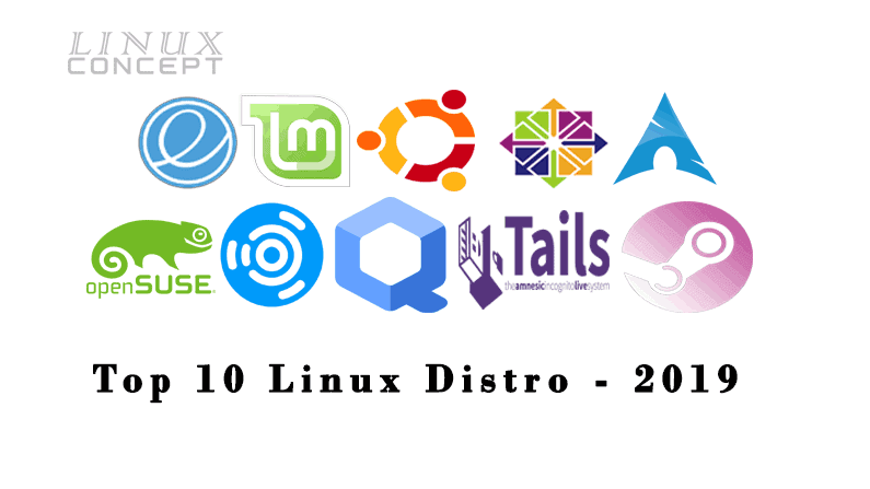 Linux Concept - Top 10 Linux Distro 2019 image