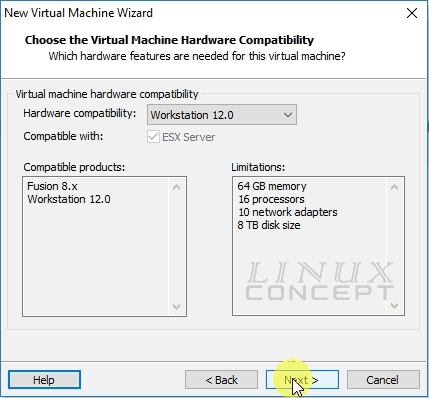 VMware new VM type and version configuration