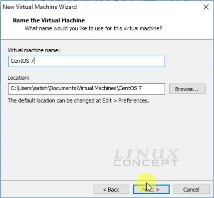 VMware new VM for CentOS name configuration