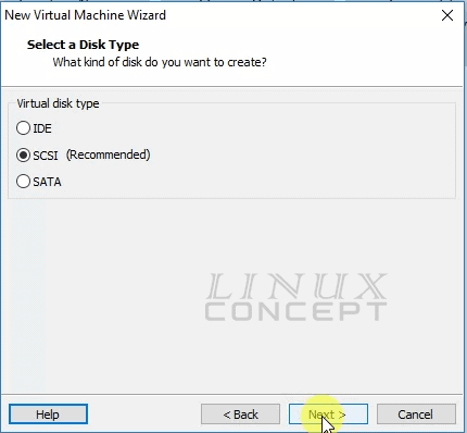 Linux Concept - VMware Debian VM Disk type configuration